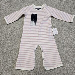 Toobydoo Baby Girl Classic Chelsea Pink Striped Jumpsuit 3-6 Mos NWT‎